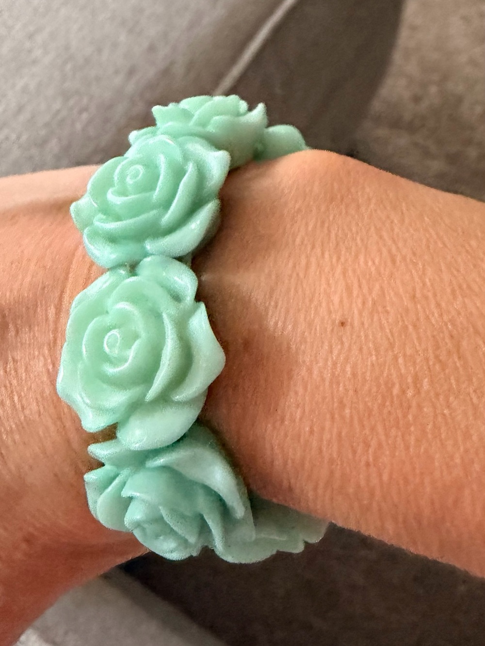 Mint Green Rose Stretch Bracelet - Women Jewelry - Picture 2 of 4